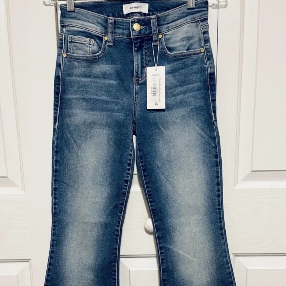NWT Level 99 Dark Blue Flare Jeans Size 25